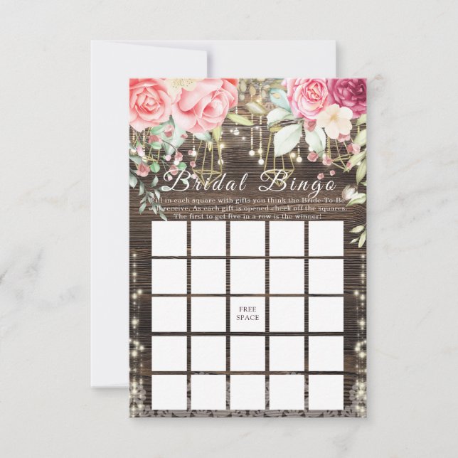Rustic Wedding Bridal Bingo (Frente)