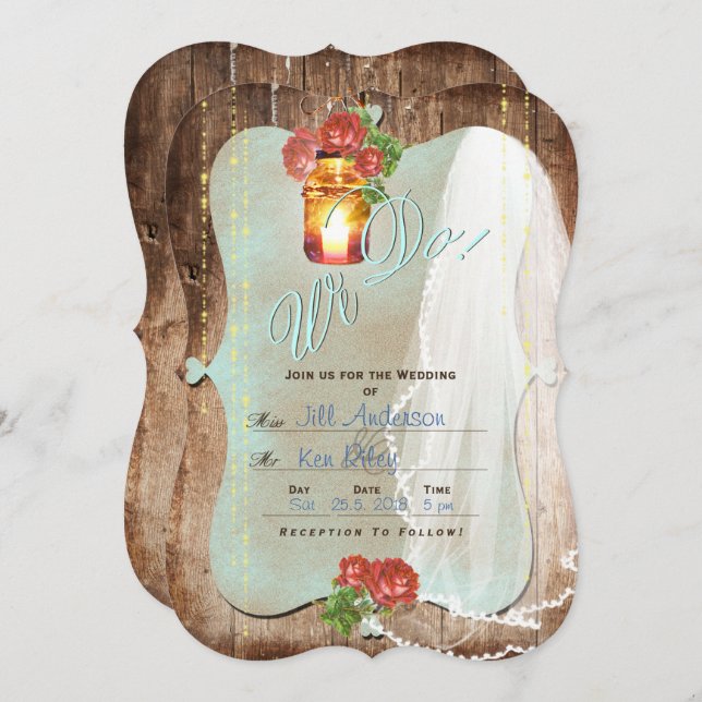 Rustic Wedding ~ Cartão de Convite (Frente/Verso)