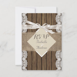 Rustic Wedes Beige RSVP Lace Wood Burlap 3