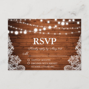 Rustic Wedtic Wood String Lights RSVP