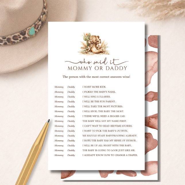 Rustic Western Mommy or Daddy Guess Who Said It (Criador carregado)