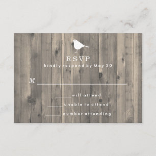 Rustic White Bird em Wooden Background RSVP