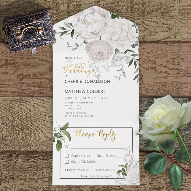 Rustic White Peonies Floral sobre Janto Branco (Criador carregado)