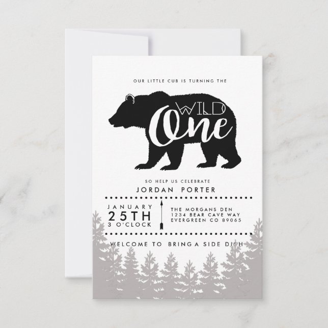 Rustic Wild One | Convite de Festa de aniversário (Frente)