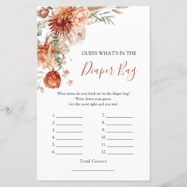 Rustic Wildflower Chá de fraldas O que há em Frald (Frente)