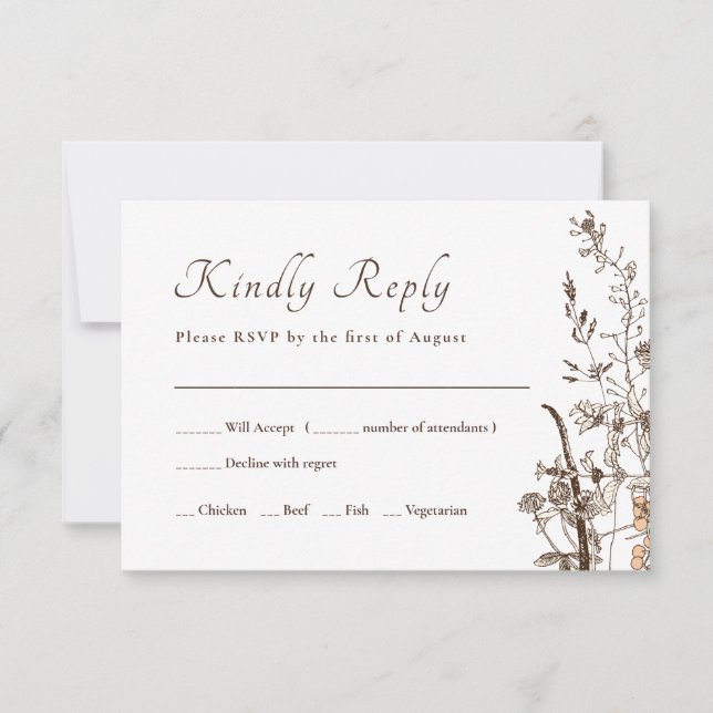 Rustic Wildflower Fall Floral Weding RSVP (Frente)