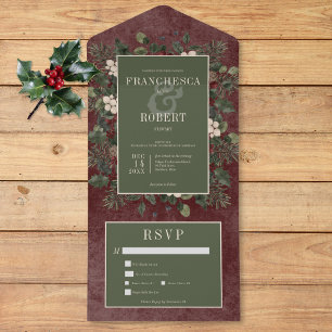Rustic Winter Berries & Pine Burgundy Dois Janto
