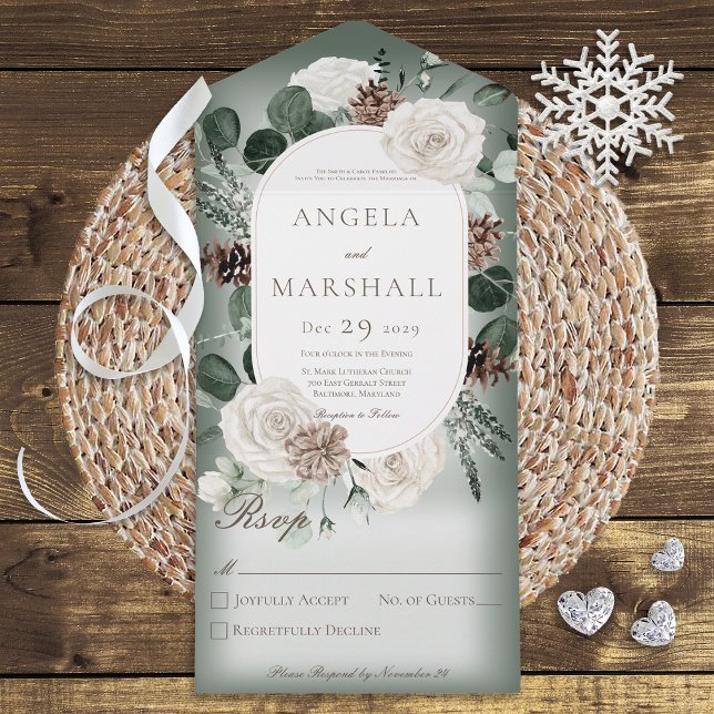 Rustic Winter Floral Green No Janta (Criador carregado)