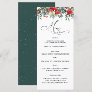 Rustic Winter Floral Menu Casamento Moderno