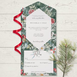 Rustic Winter Floral Pine Emerald Não Janta