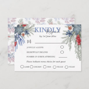 Rustic Winter Greenery Watercolor Weding RSVP