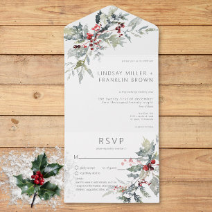 Rustic Winter Holly Berries & Snow Details