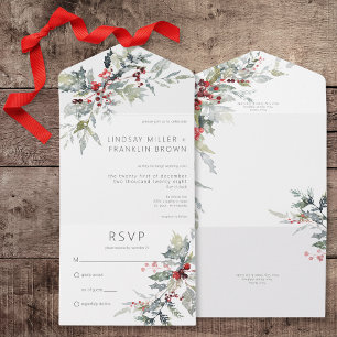 Rustic Winter Holly Berries & Snow No Janta