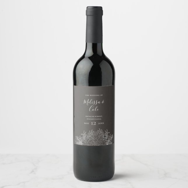Rustic Winter | Rótulo de Vinho para Casamento de  (Frente)