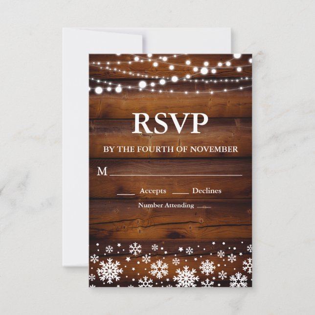 Rustic Winter Snowflake RSVP (Frente)