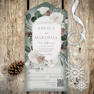 Rustic Winter White Floral Green Code