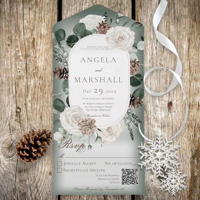 Rustic Winter White Floral Green Code (Criador carregado)