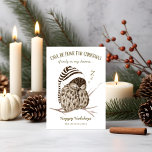 Rustic Winter Woodland | Cartão de Natal de Coruja<br><div class="desc">Whimsical,  o cartão Holiday com o tema "Holiday",  com a obra de arte original de uma coruja adormecida que veste uma camisa antiquada com a legenda "OWL BE HOME FOR CHRISTMAS,  se apenas nos meus sonhos..". O reverso é um padrão de latido de pássaros brancos no inverno.</div>