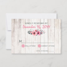 Rustic Wood Floral Rosa Country Weding RSVP