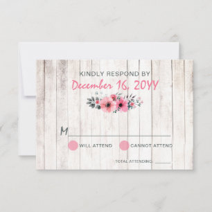 Rustic Wood Floral Rosa Country Weding RSVP