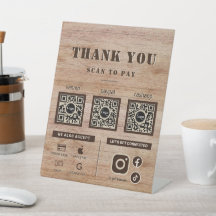 Rustic Wood Grain Scan para pagar 3 QR Code Obriga