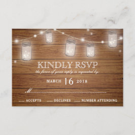 Rustic Wood Mason Jar String Luzes Casamento RSVP