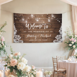 Rustic Wood Mason Jar String Luzes Lace Casamento