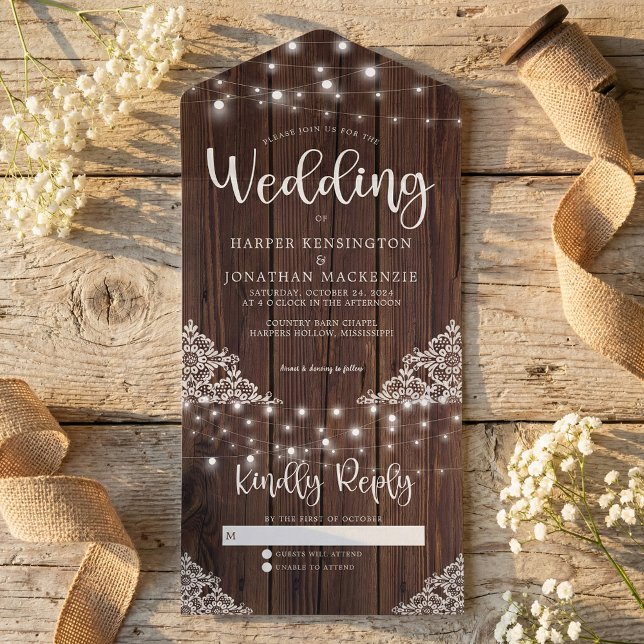 Rustic Wood String Luzes Lace Casamento (Criador carregado)