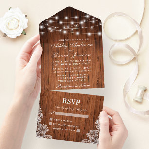 Rustic Wood String Luzes Lace Casamento