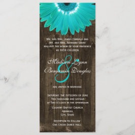 Rustic Wood Teal Gerber Daisy Casamentos Convites
