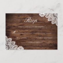 Rustic Wood Vintage Lace Weding RSVP