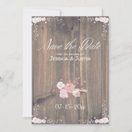 Rustic Wooden Wedding Flat Salvar O Cartão De Data