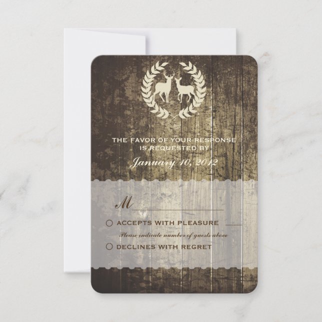Rustic Woodland Buck e Deer Wedding RSVP (Frente)