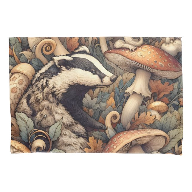 Rustic Woodland Cogumelos Badger Natureza Selvagem (Frente)