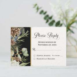 Rustic Woodland Pinecones em Preto, Por Favor Resp