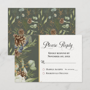 Rustic Woodland Pinecones em Verde Por Favor Respo