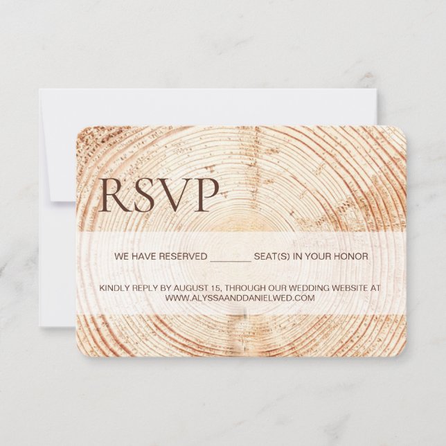 Rustic Woodland tree bark RSVP reserved Seating (Frente)