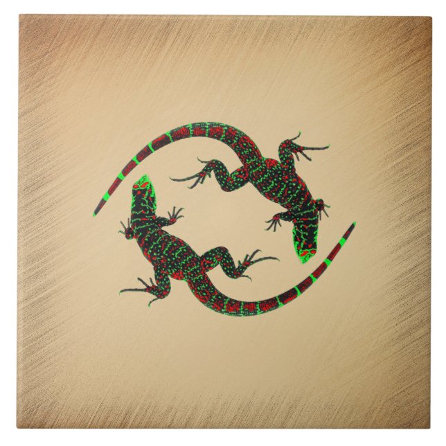 Rustic Yin Yang Lizards (Frente)