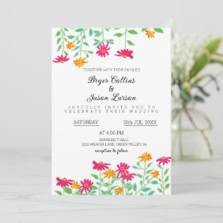 Rustic Zinnia Flowers Convite De Casamento
