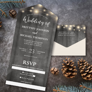 Rústica Black Wood String Light Weding Song