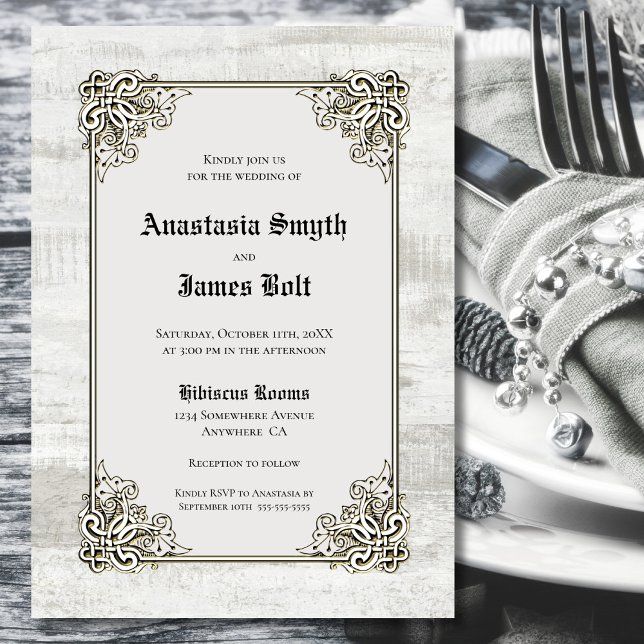 Rústica Madeira Esculpida Convite De Casamento De  (Criador carregado)