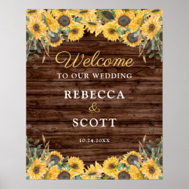 Rústica Sunflower Wood Barn Weding Poster