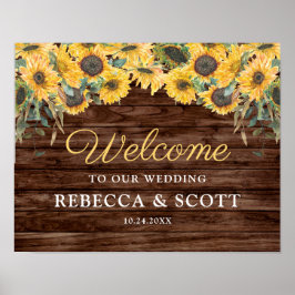 Rústica Sunflower Wood Barn Weding Poster