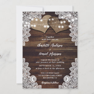 Rústica Wood Burlap e Convites para Casamento de L