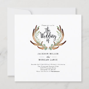 Rústico Antler e Vine  Convite de casamento de á