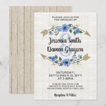 Rústico Boho Arrows e Convite Para Casamento Flora