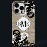 Rústico Burlap, Olho e Monograma Floreado<br><div class="desc">© 2014 Designs socialitas. Nossa burlap rustic e nosso design móvel florescente tem um cartaz para seu monograma,  suas iniciais ou nome.</div>