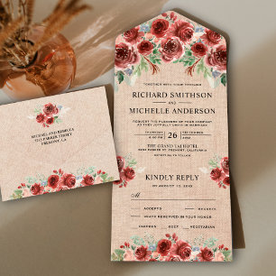 Rustico Floral Marsala em Juta País Casamento Flor
