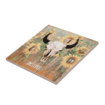 Rústico Girassóis Touro Vaca Crânio Ocidental