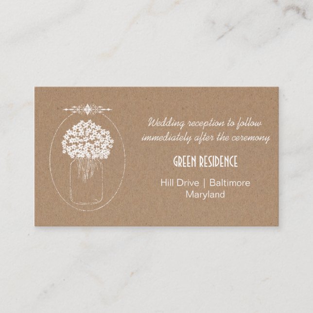 Rústico Kraft Papel MasonJar Flores Inserção de Ca (Frente)